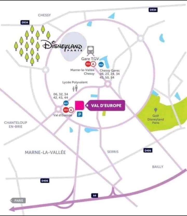 Appartement Disneyland Paris Val D'Europe La Vallee Village Parking 500M Gare Val D'Europe Montévrain Dış mekan fotoğraf